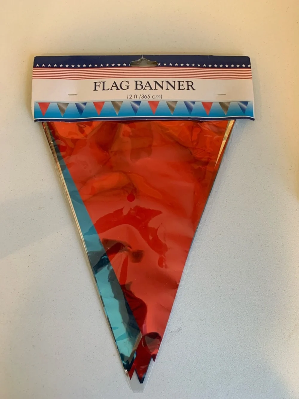 12 Foot Red Blue and Silver Party Pennant Flag Banner